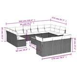 14 Piece Garden Sofa Set with Cushions Mix Beige Poly Rattan - Extra Image