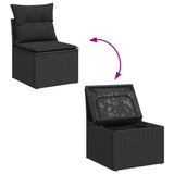 14 Piece Garden Sofa Set with Cushions Black Poly Rattan - Low Angle