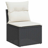 14 Piece Garden Sofa Set with Cushions Black Poly Rattan - Side View