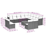 14 Piece Garden Sofa Set with Cushions Black Poly Rattan - Extra Image