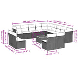 14 Piece Garden Sofa Set with Cushions Grey Poly Rattan - Extra Image