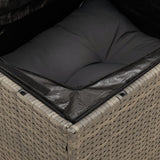 10 Piece Garden Sofa Set with Cushions Grey Poly Rattan - Low Angle