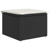11 Piece Garden Sofa Set with Cushions Black Poly Rattan - 45-Degree Angle
