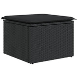 13 Piece Garden Sofa Set with Cushions Black Poly Rattan - Side View