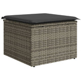 13 Piece Garden Sofa Set with Cushions Grey Poly Rattan - Rear View