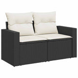 5 Piece Garden Sofa Set with Cushions Black Poly Rattan - Top-Down View