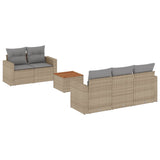 6 Piece Garden Sofa Set with Cushions Mix Beige Poly Rattan - Front View