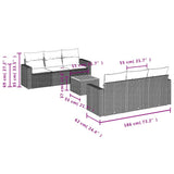 7 Piece Garden Sofa Set with Cushions Black Poly Rattan