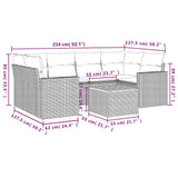 7 Piece Garden Sofa Set with Cushions Black Poly Rattan - Extra Image