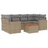 7 Piece Garden Sofa Set with Cushions Mix Beige Poly Rattan - Front View