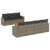 8 Piece Garden Sofa Set with Cushions Grey Poly Rattan - Front View