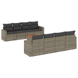 9 Piece Garden Sofa Set with Cushions Grey Poly Rattan - Front View