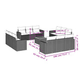 13 Piece Garden Sofa Set with Cushions Mix Beige Poly Rattan - Extra Image