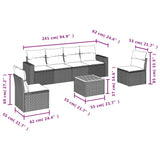 7 Piece Garden Sofa Set with Cushions Black Poly Rattan - Extra Image