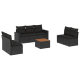 8 Piece Garden Sofa Set with Cushions Black Poly Rattan - Front View