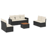 8 Piece Garden Sofa Set with Cushions Black Poly Rattan - Front View