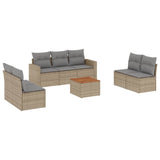8 Piece Garden Sofa Set with Cushions Mix Beige Poly Rattan - Front View