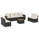 9 Piece Garden Sofa Set with Cushions Black Poly Rattan - Front View