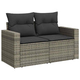 7 Piece Garden Sofa Set with Cushions Grey Poly Rattan - Side View