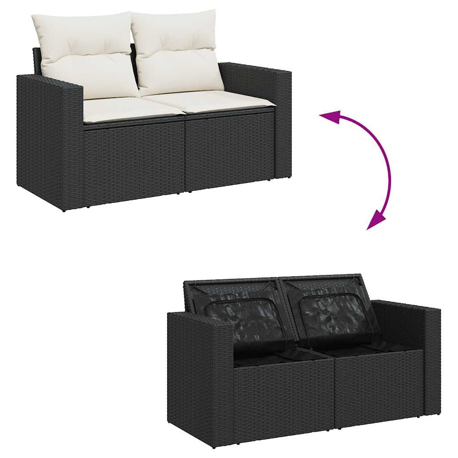 12 Piece Garden Sofa Set with Cushions Black Poly Rattan