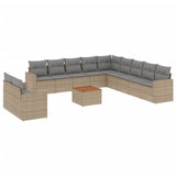 12 Piece Garden Sofa Set with Cushions Mix Beige Poly Rattan - Front View