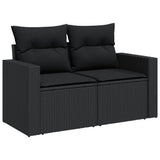 9 Piece Garden Sofa Set with Cushions Black Poly Rattan - Extra Image