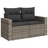 9 Piece Garden Sofa Set with Cushions Grey Poly Rattan - Side View