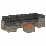 8 Piece Garden Sofa Set with Cushions Grey Poly Rattan - Front View