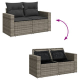 8 Piece Garden Sofa Set with Cushions Grey Poly Rattan - Close-Up Angle