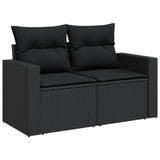 8 Piece Garden Sofa Set with Cushions Black Poly Rattan - Close-Up Angle