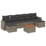 8 Piece Garden Sofa Set with Cushions Grey Poly Rattan - Front View