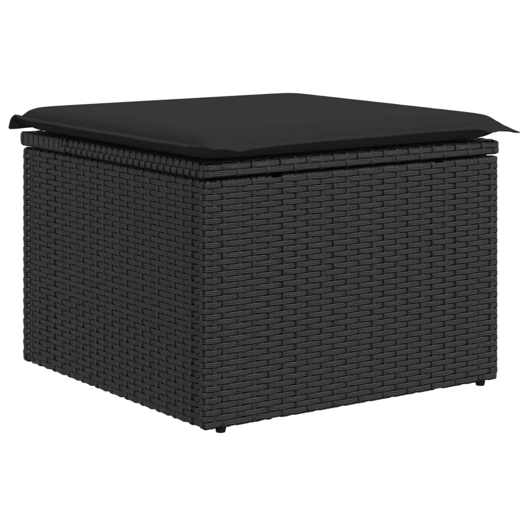 9 Piece Garden Sofa Set with Cushions Black Poly Rattan