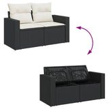 11 Piece Garden Sofa Set with Cushions Black Poly Rattan - Side View