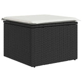 10 Piece Garden Sofa Set with Cushions Black Poly Rattan - 45-Degree Angle