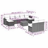 10 Piece Garden Sofa Set with Cushions Black Poly Rattan - Extra Image
