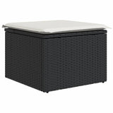 11 Piece Garden Sofa Set with Cushions Black Poly Rattan - Extra Image