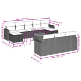 11 Piece Garden Sofa Set with Cushions Black Poly Rattan - Extra Image