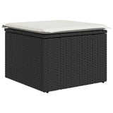 11 Piece Garden Sofa Set with Cushions Black Poly Rattan - 45-Degree Angle