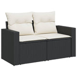14 Piece Garden Sofa Set with Cushions Black Poly Rattan - Low Angle