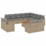 13 Piece Garden Sofa Set with Cushions Mix Beige Poly Rattan - Front View