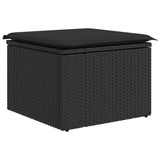10 Piece Garden Sofa Set with Cushions Black Poly Rattan - Close-Up Angle