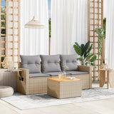 4 Piece Garden Sofa Set with Cushions Mix Beige Poly Rattan