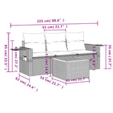 4 Piece Garden Sofa Set with Cushions Grey Poly Rattan