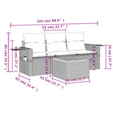 4 Piece Garden Sofa Set with Cushions Grey Poly Rattan - Side View