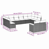 7 Piece Garden Sofa Set with Cushions Black Poly Rattan