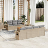 8 Piece Garden Sofa Set with Cushions Mix Beige Poly Rattan