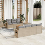 8 Piece Garden Sofa Set with Cushions Mix Beige Poly Rattan