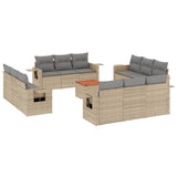 13 Piece Garden Sofa Set with Cushions Mix Beige Poly Rattan - Front View