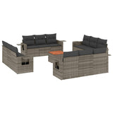 13 Piece Garden Sofa Set with Cushions Grey Poly Rattan - Front View