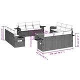 13 Piece Garden Sofa Set with Cushions Grey Poly Rattan
